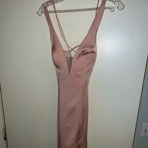 Pink fitted prom dress with slit! Size 2-4 only worn once!!